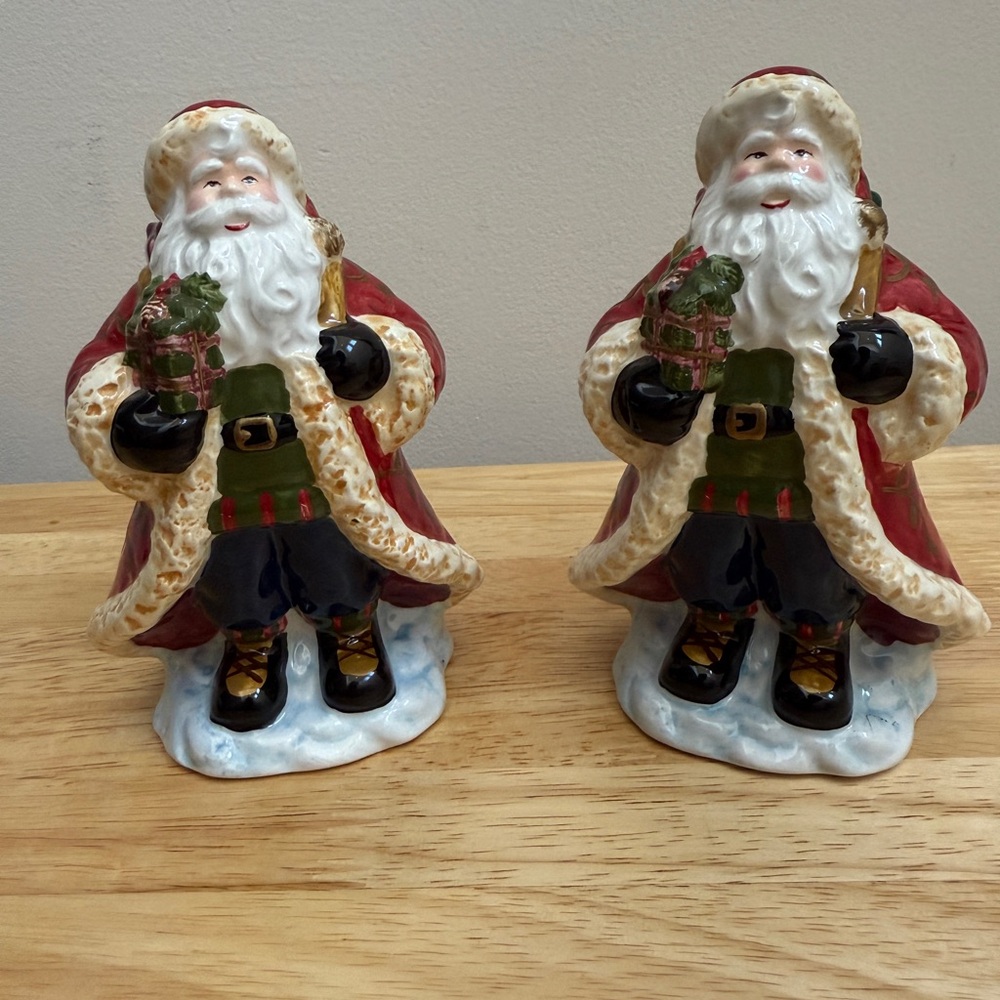 Vintage~ Santa Clause Porcelain Candle Holders ~ Hand Painted